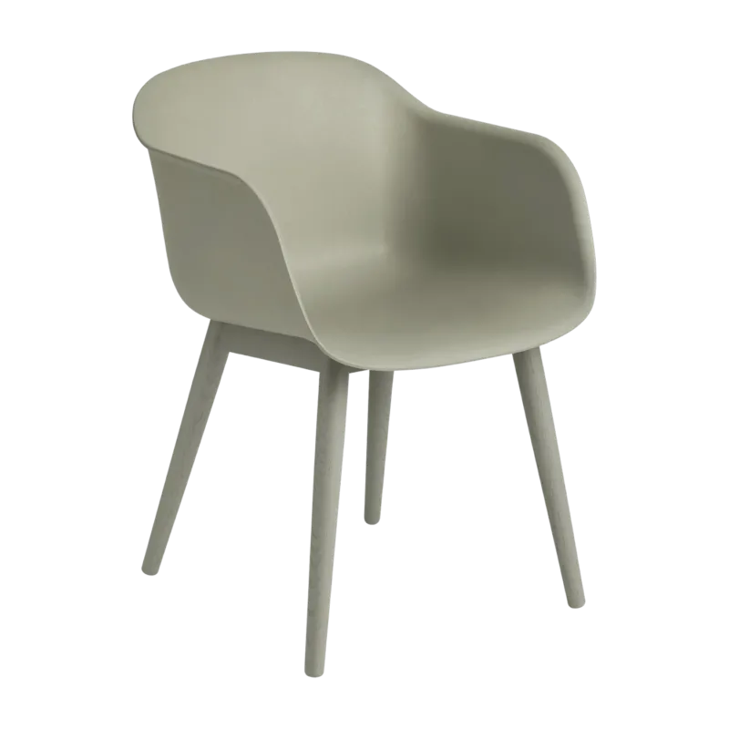 Chaise verte piétement en bois chêne Fiber - Muuto - The Cool Republic