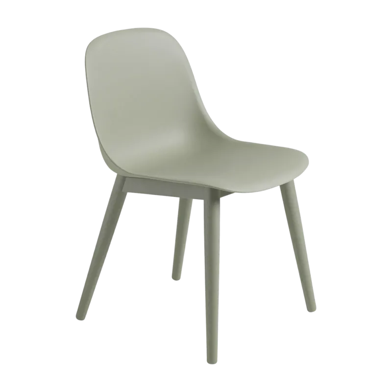 Chaise verte piétement en chêne Fiber - Muuto - The Cool Republic