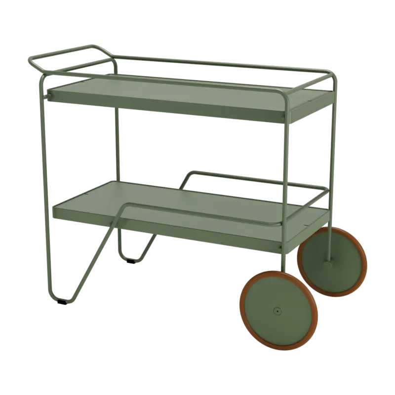 Chariot en aluminium et acier vert olive 75,5x95x46cm Click - Houe - The Cool Republic