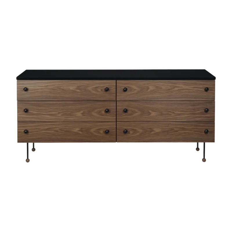 Commode 6 tiroirs en noyer 62 Dresser - Gubi - The Cool Republic