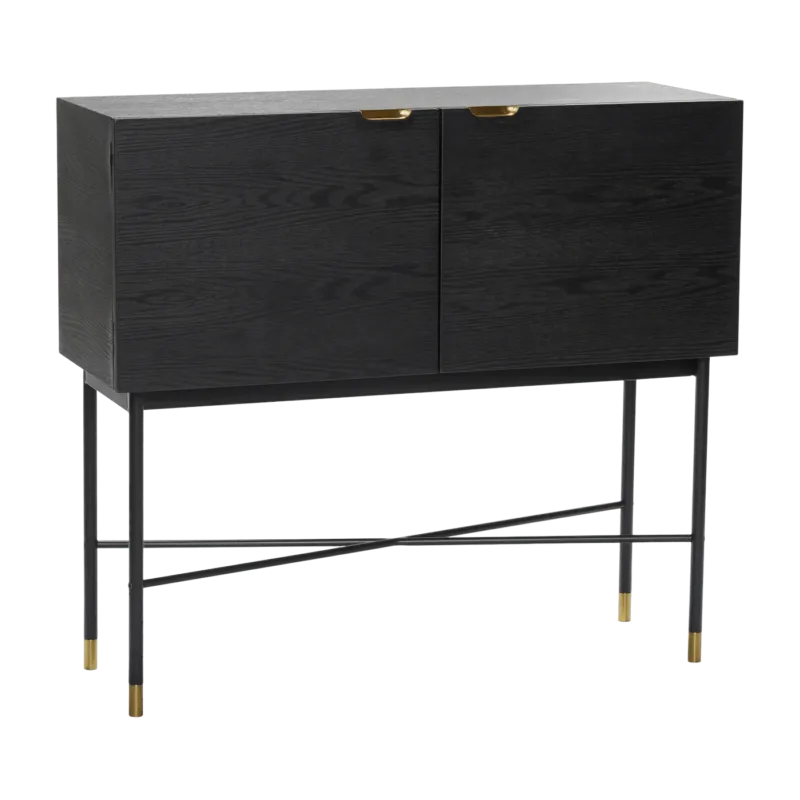 Console en bois de frêne noir et laiton - Hübsch - The Cool Republic