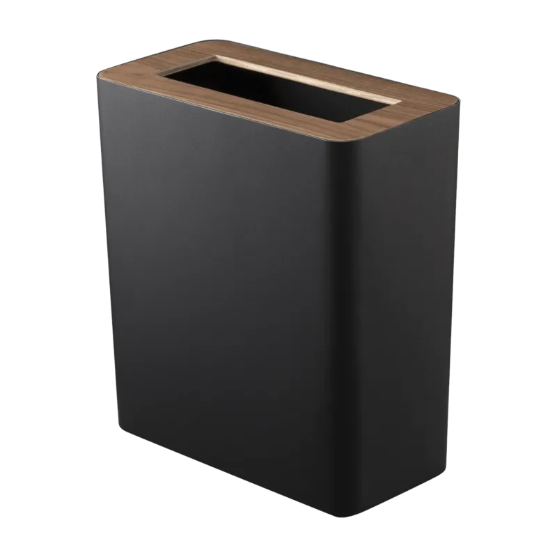 Corbeille rectangulaire en acier noir et bois Rin - Yamazaki - The Cool Republic