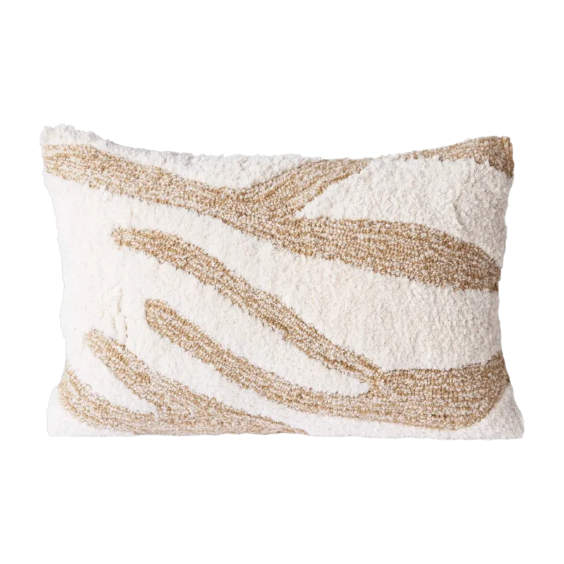 Coussin blanc à motifs beiges 35 x 55 cm - HKliving - The Cool Republic