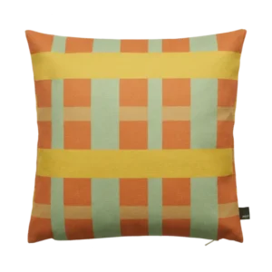 Coussin carré à carreaux en tissu vert menthe jaune et orange 45x45cm Striped - Fest Amsterdam - The Cool Republic