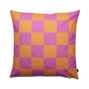 Coussin carré à carreaux en tissu violet et orange 60x60cm Striped - Fest Amsterdam - The Cool Republic