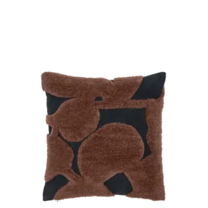 Coussin carré en laine tufté noir et marron 50 x 50 cm Cilla - Ferm Living - The Cool Republic
