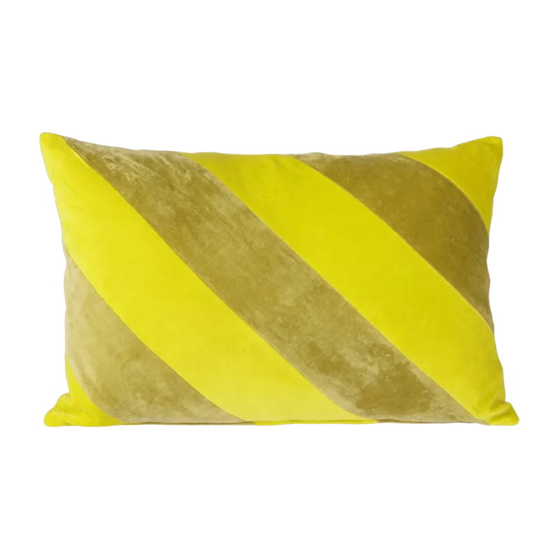 Coussin en velours rayé jaune et vert 40 x 60 cm - Hkliving - The Cool Republic