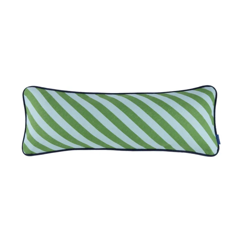 Coussin rectangulaire en coton bio à rayures vert et bleu 70 x 25 x 13 cm Ray - Nobodinoz - The Cool Republic