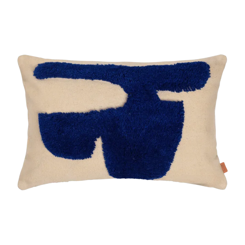 Coussin rectangulaire sable et bleu Lay - Ferm Living - The Cool Republic
