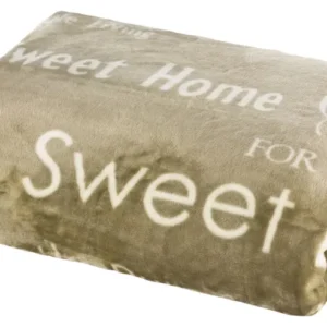 Moon Flanelldecke Kuscheldecke Schriftzug Sweet Home 150x200-olive-Letters