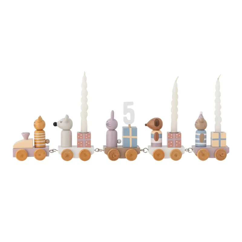 Décoration d'anniversaire train en bois multicolore pastel Junaid - Bloomingville Mini - The Cool Republic