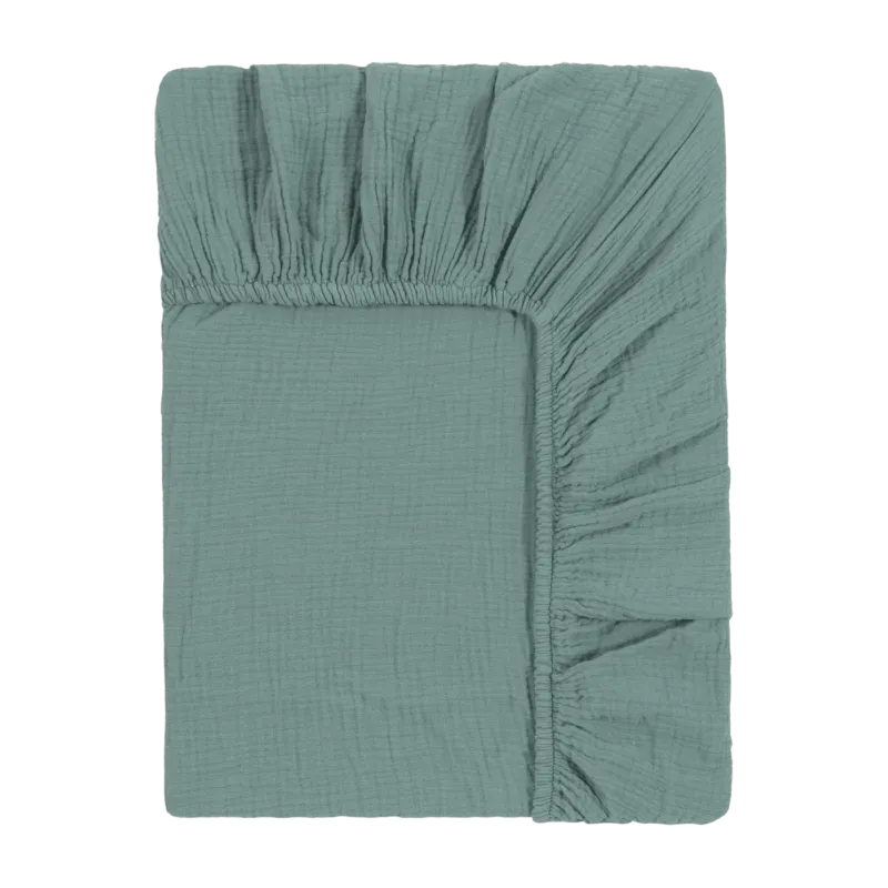 Drap housse en gaze de coton turquoise 140 x 200 cm - The Cool Republic - The Cool Republic