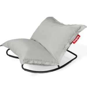 Fauteuil à bascule extérieur en métal noir avec coussin gris clair Rock'n Roll Combi - Fatboy