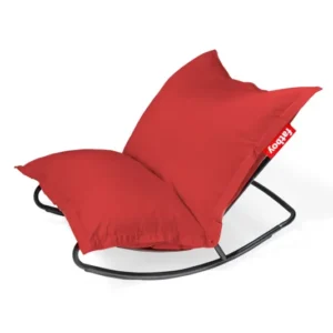 Fauteuil à bascule extérieur en métal noir avec coussin rouge Rock 'n Roll Combi - Fatboy