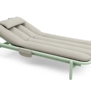 Transat en aluminium vert avec son matelas gris 212x97x39cm Sunbud - Fatboy