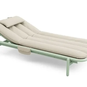 Transat en aluminium vert avec son matelas beige 212x97x39cm Sunbud - Fatboy