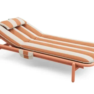 Transat en aluminium orange avec son matelas rayé orange 212x97x39cm Sunbud - Fatboy