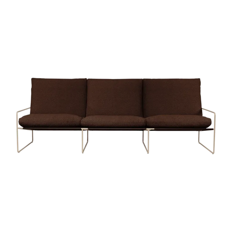 Fauteuil 3 places en acier galvanisé beige et tissu bouclé marron 78x233x85cm Desert 3 - Ferm living - The Cool Republic