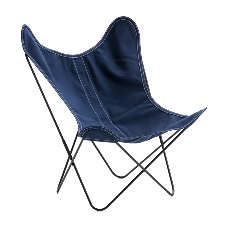 Fauteuil AA en coton bleu marine avec structure en acier noir Coton - Airborne - The Cool Republic
