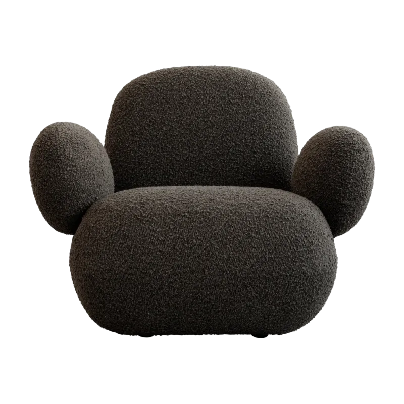 Fauteuil avec accoudoirs en tissu bouclé taupe foncé Toe - 101 COPENHAGEN - The Cool Republic