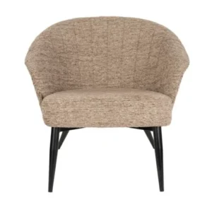 Fauteuil avec accoudoirs en tissu marron et métal noir Georgia - Dutchbone - The Cool Republic
