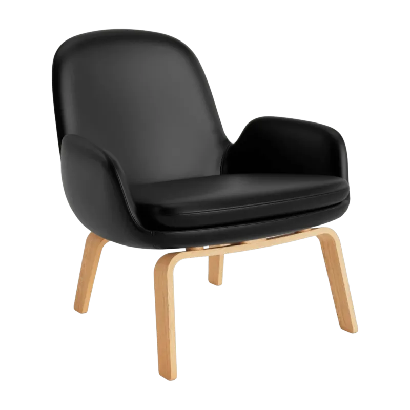 Fauteuil bas avec pieds en chêne et assise en cuir noir Era - Normann Copenhagen - The Cool Republic