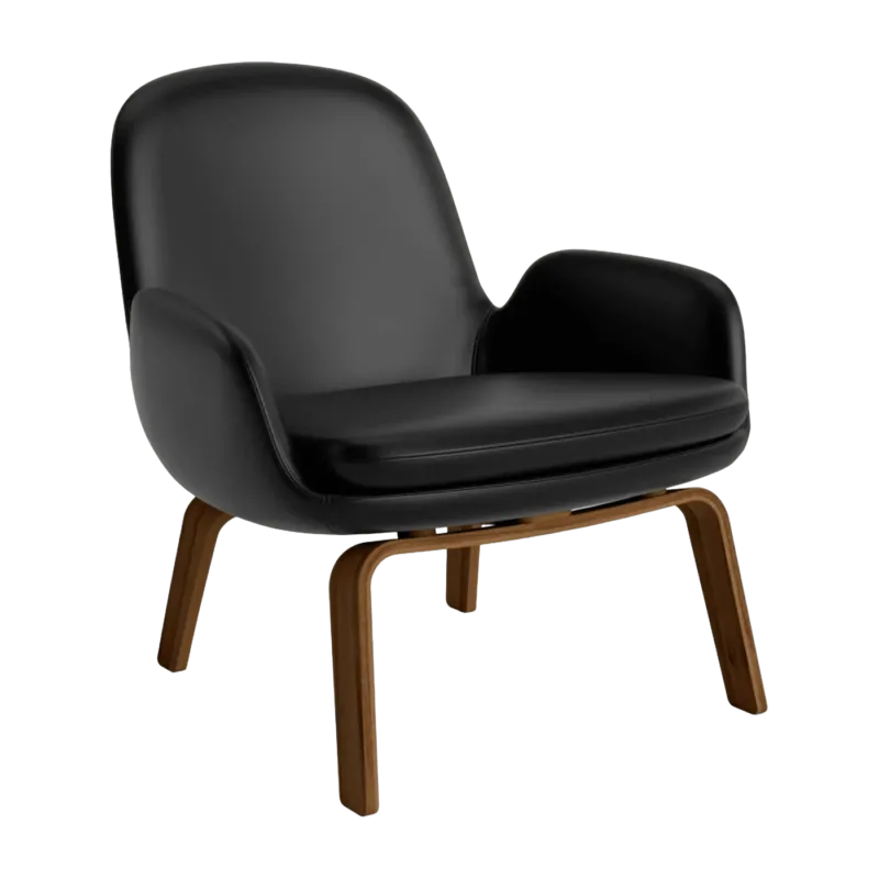 Fauteuil bas avec pieds en noyer et assise en cuir noir Era - Normann Copenhagen - The Cool Republic