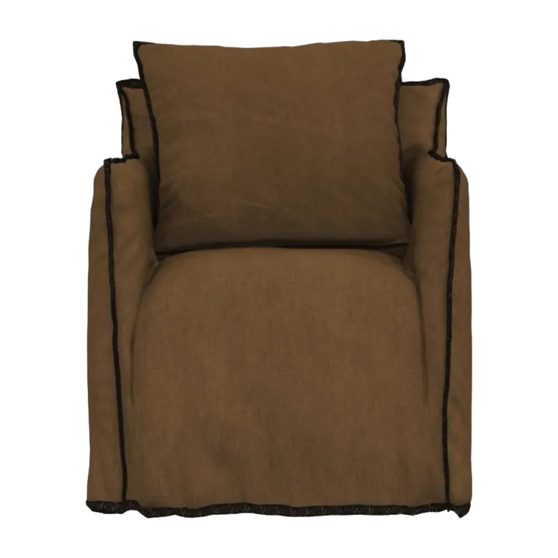 Fauteuil caramel surpiqûres noires Ghost 05 - Gervasoni - The Cool Republic