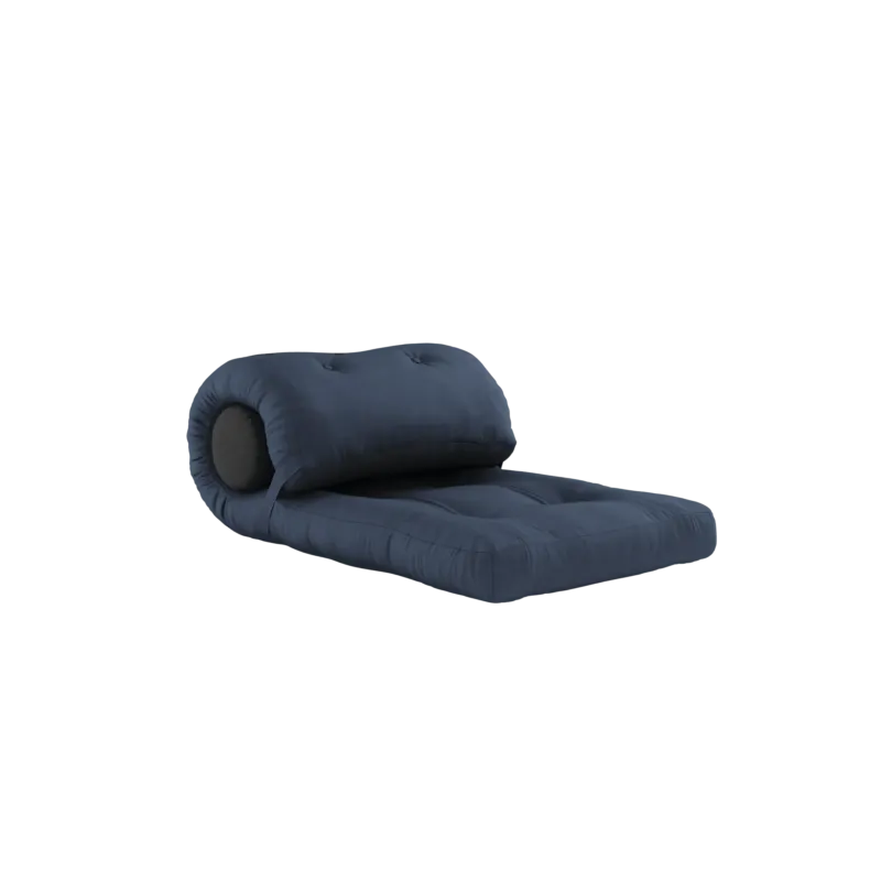 Fauteuil convertible bleu marine avec coussin gris foncé 70x120x40cm Wrap - Karup Design - The Cool Republic