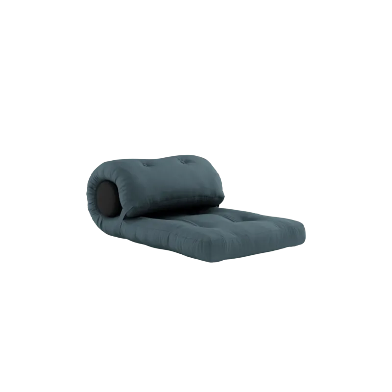 Fauteuil convertible bleu pétrole avec coussin gris foncé 70x120x40cm Wrap - Karup Design - The Cool Republic
