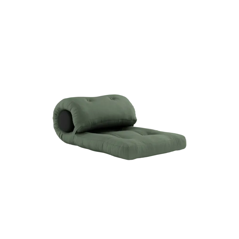 Fauteuil convertible vert olive avec coussin gris foncé 70x120x40cm Wrap - Karup Design - The Cool Republic