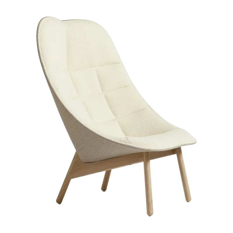 Fauteuil crème matelassé et chêne massif naturel Uchiwa - HAY - The Cool Republic