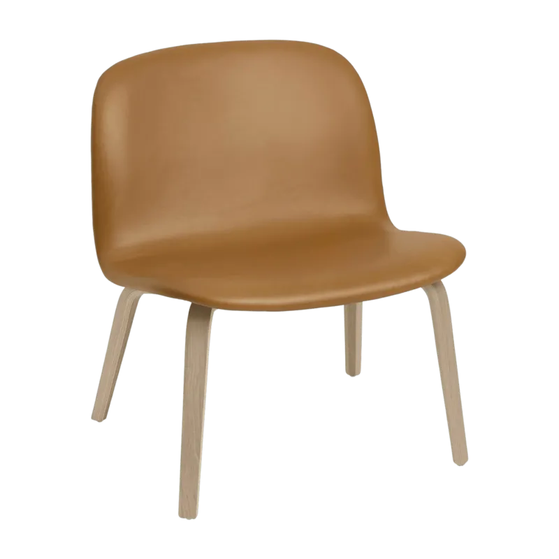 Fauteuil cuir cognac et bois laqué Visu - Muuto - The Cool Republic