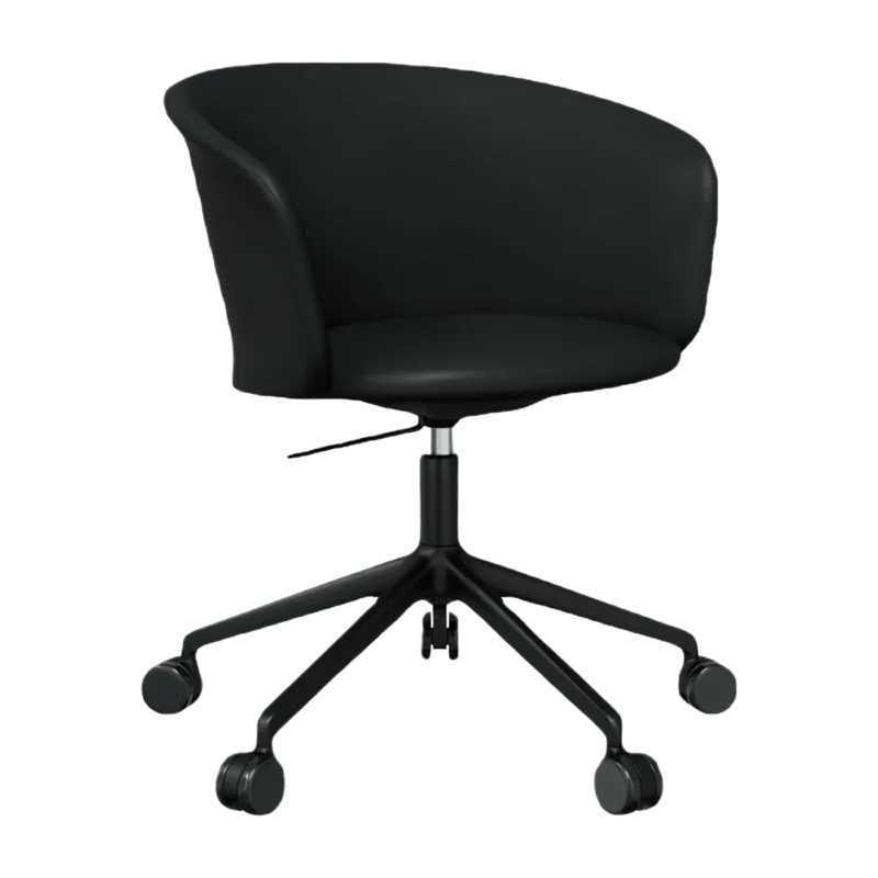 Fauteuil de bureau en cuir noir et piètement noir à roulettes Kendo - Hem - The Cool Republic