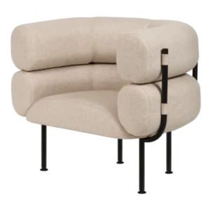 Fauteuil en acier et laine bouclé beige 71,2cm Ubi Mini - noo.ma - The Cool Republic