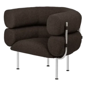 Fauteuil en acier et laine bouclé chocolat 71,2cm Ubi Mini - noo.ma - The Cool Republic