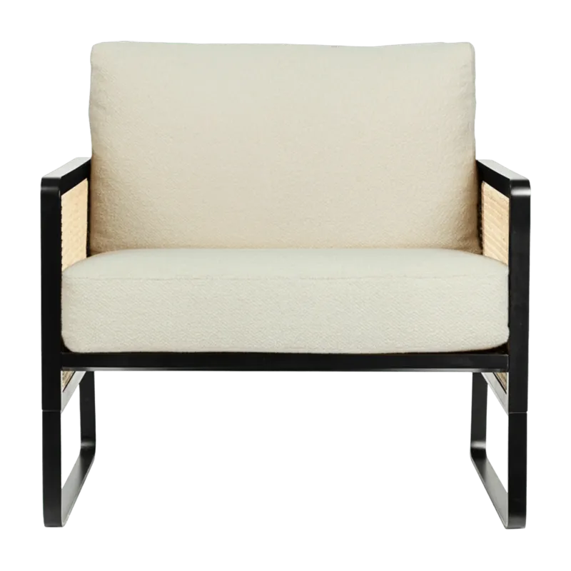 Fauteuil en bois noir et tissu beige Cannage - RED Edition - The Cool Republic