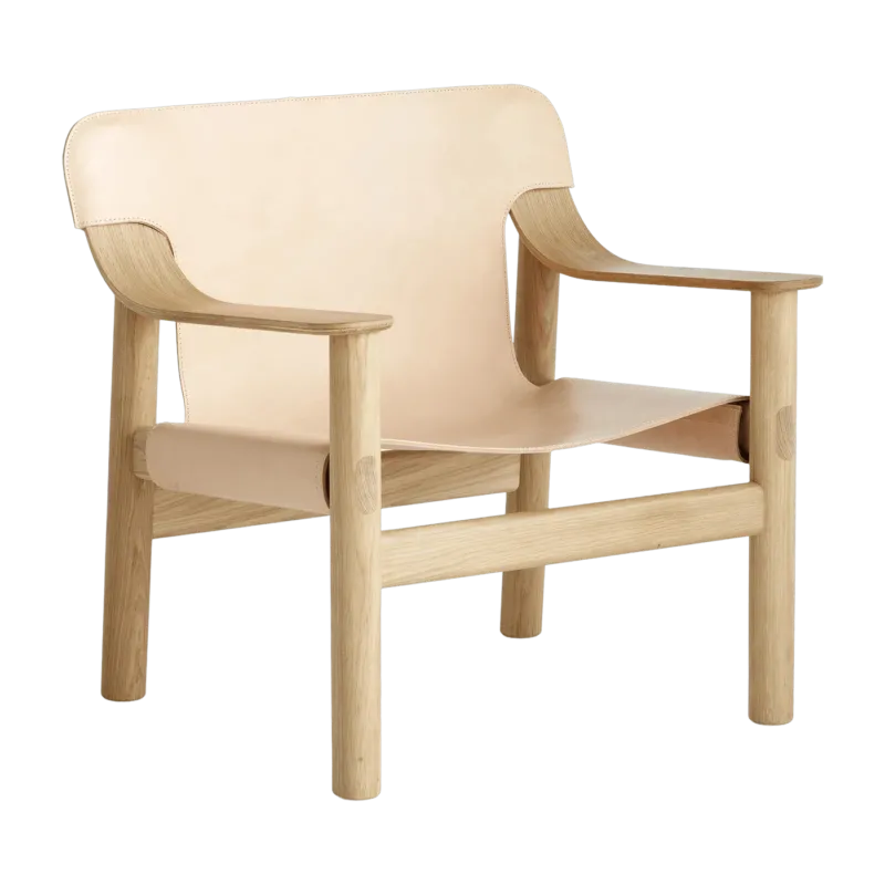 Fauteuil en chêne avec housse en cuir beige Bernard - HAY - The Cool Republic