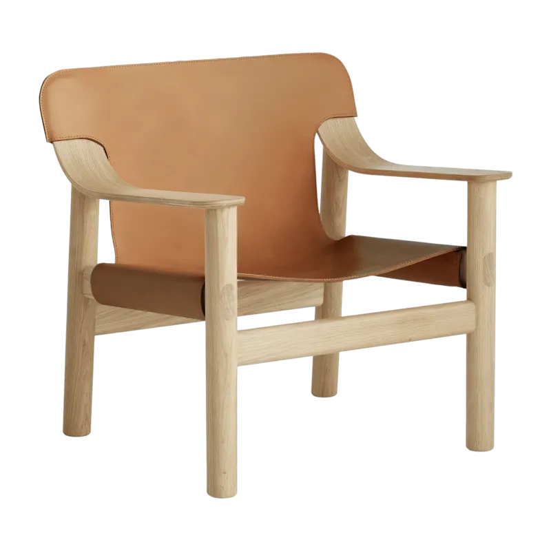 Fauteuil en chêne avec housse en cuir marron Bernard - HAY - The Cool Republic
