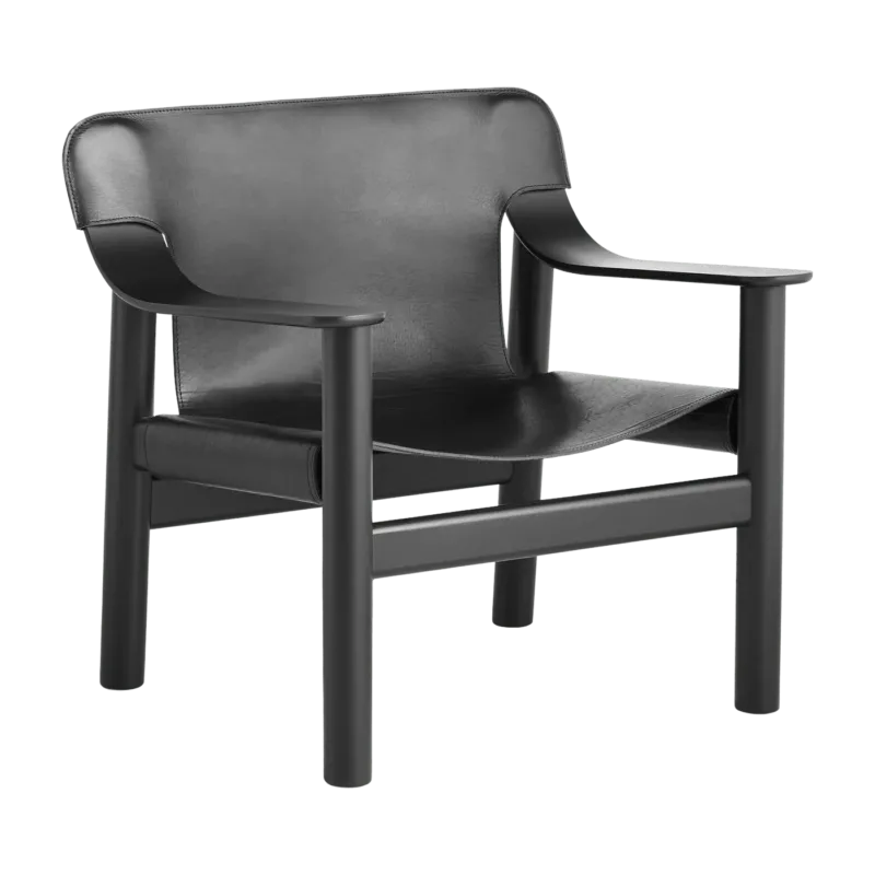 Fauteuil en chêne avec housse en cuir noir Bernard - HAY - The Cool Republic