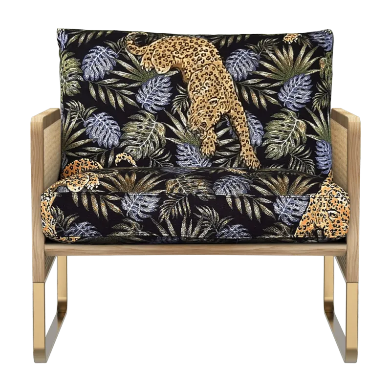 Fauteuil en chêne Jungle Leopard Cannage - RED Edition - The Cool Republic