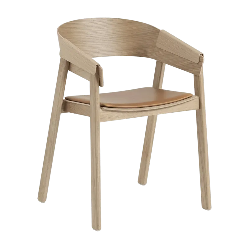 Fauteuil en chêne naturel et assise en cuir Cover - Muuto - The Cool Republic