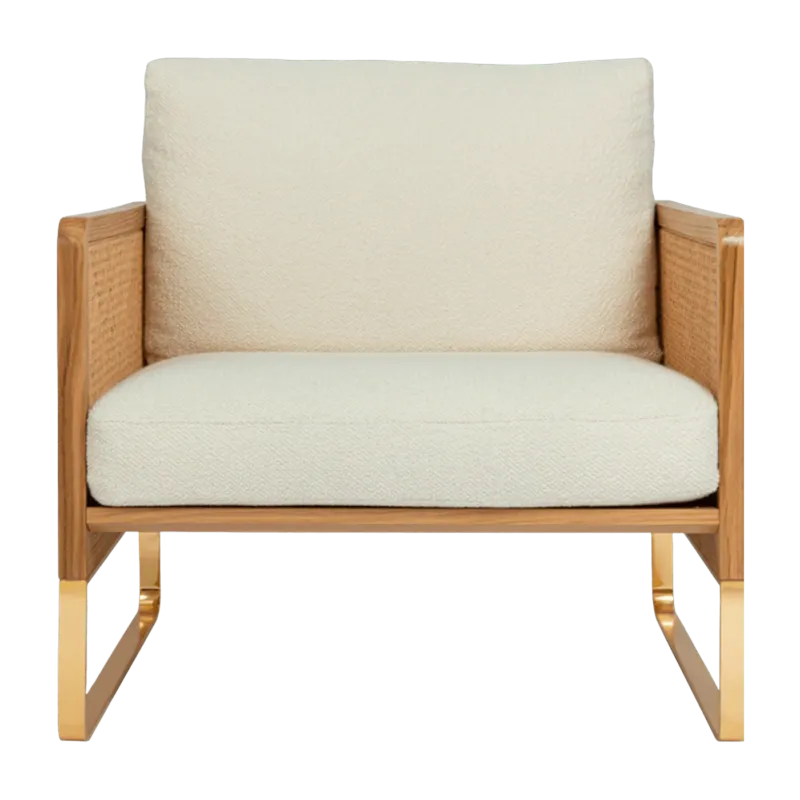 Fauteuil en chêne naturel et tissu beige Cannage - RED Edition - The Cool Republic