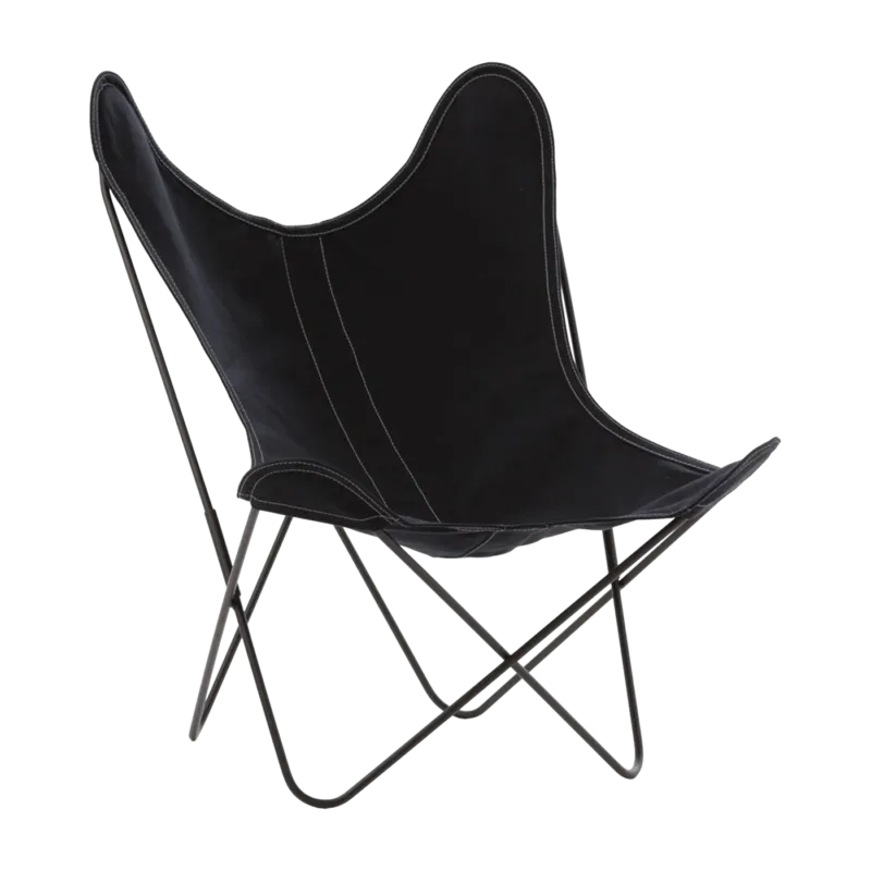 Fauteuil en coton noir avec structure en acier noir Coton AA - Airborne - The Cool Republic