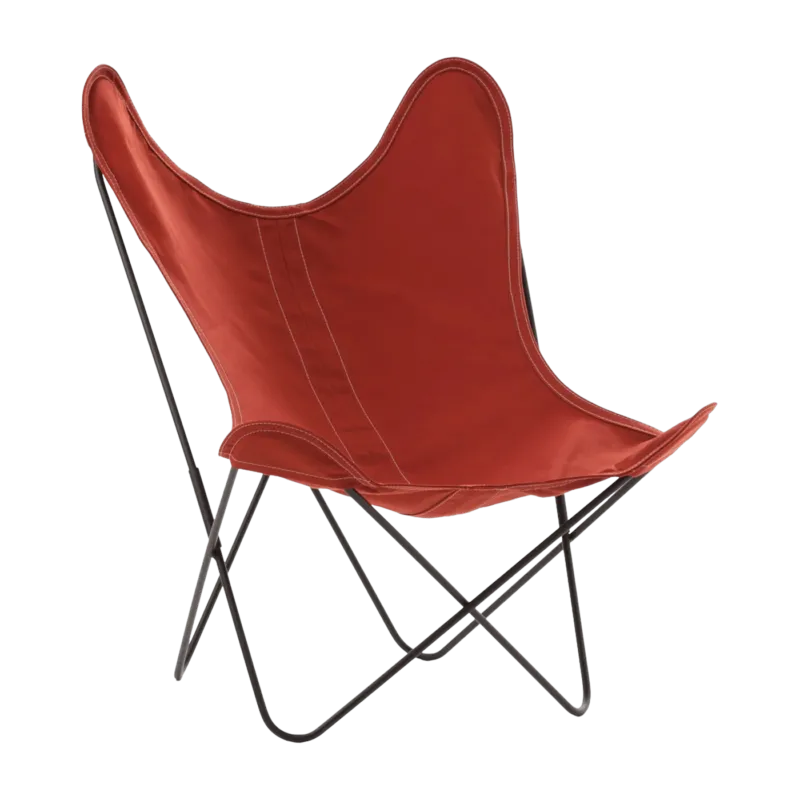 Fauteuil en coton terracotta avec structure en acier noir Islandais AA - Airborne - The Cool Republic
