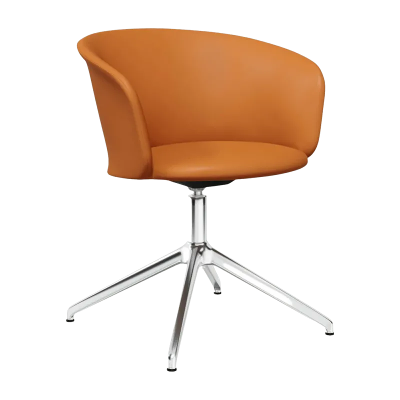 Fauteuil en cuir marron et piètement argenté Kendo - Hem - The Cool Republic