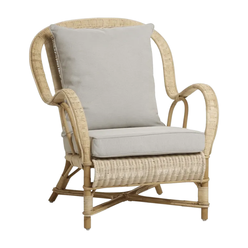 Fauteuil en rotin naturel avec coussin Nantucket - KOK - The Cool Republic