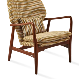 Fauteuil en tissu à motif jaune et bois de frêne Geo Peggy - Pols Potten - The Cool Republic
