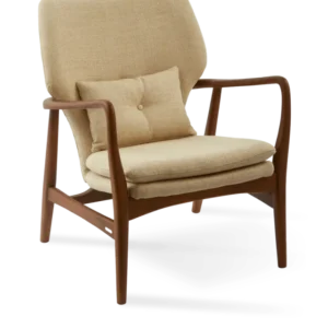 Fauteuil en tissu beige et bois de frêne Smooth Peggy - Pols Potten - The Cool Republic