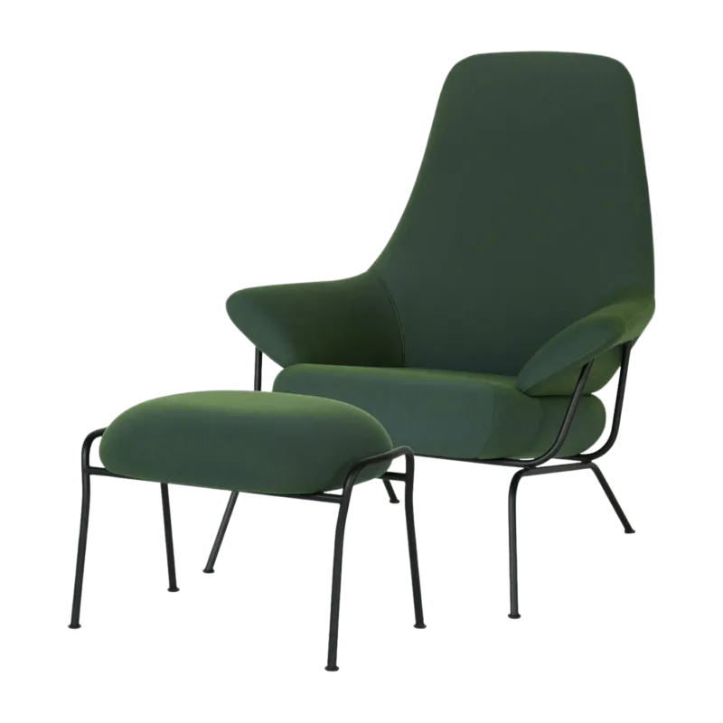 Fauteuil en tissu et repose-pieds Peacock Hai - Hem - The Cool Republic